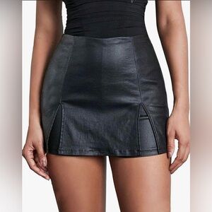 Avanova Women Faux Leather Short Pencil Skort High Waisted Bodycon Mini Skirt